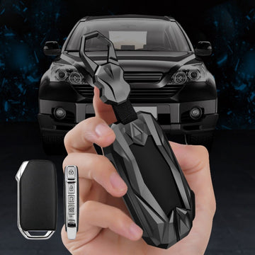 Kia Facelift 4 Button Keyless Push Button Key Premium Batman Metal Alloy Keycase with Holder & Rope Chain