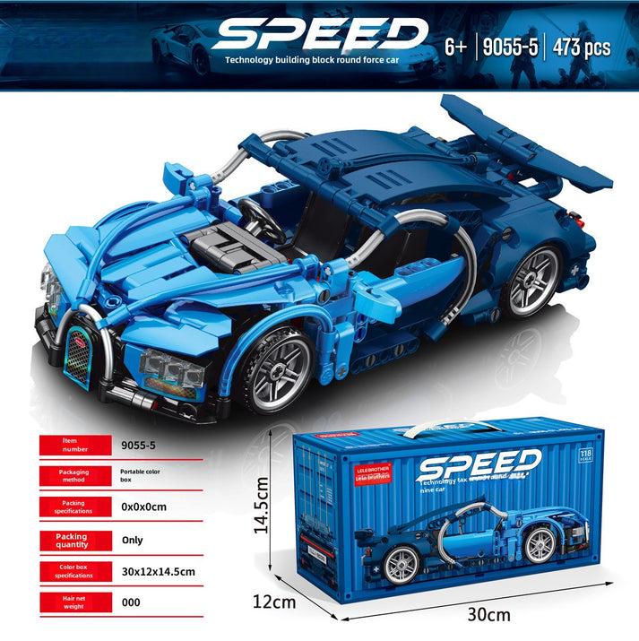 Bugatti Blue Container Version Building Blocks Car 473 Pcs, 1:18