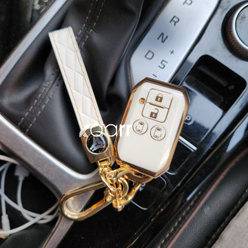 Suzuki 4 Button Key 2.0 Premium TPU Leather Keycase with Holder & Rope Chain