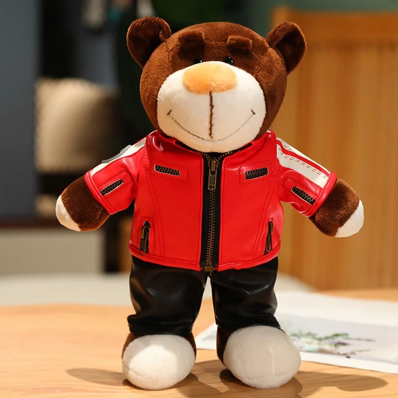 30CM Super Cool Motorcycle Bear Doll Locomotive Teddy Bear Mini Helmet Bear