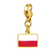 Country Flag Charms Stainless Steel Gold Plated