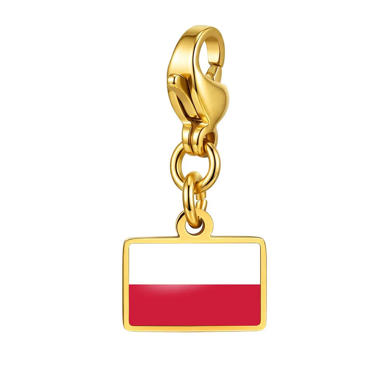 Country Flag Charms Stainless Steel Gold Plated
