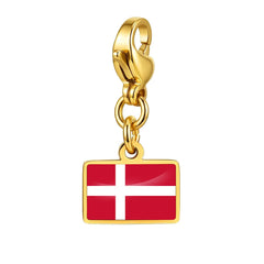 Country Flag Charms Stainless Steel Gold Plated