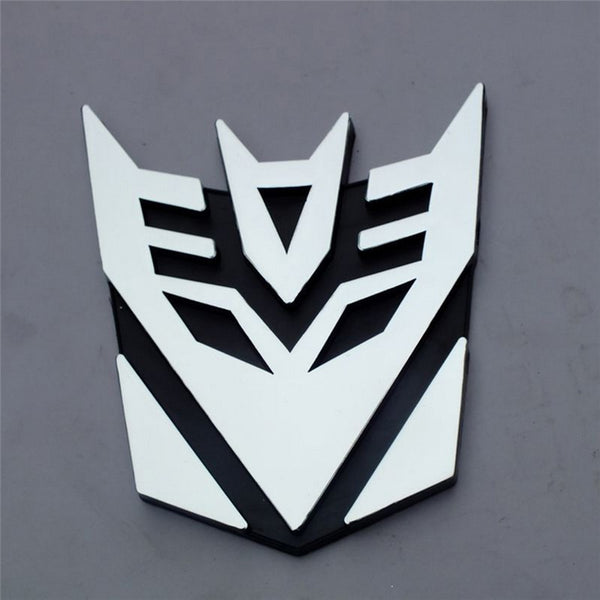 3D Transformer Deception Metal Sticker Decal Silver (7x7 cm)