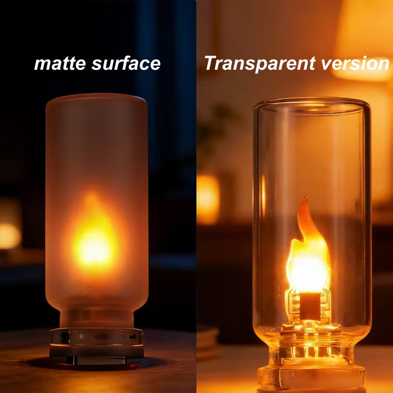Touch-Sensitive Flame LED Glass Bottle Lamp Frosted & Transparent - USB-Powered Night Light 2 Pcs Set