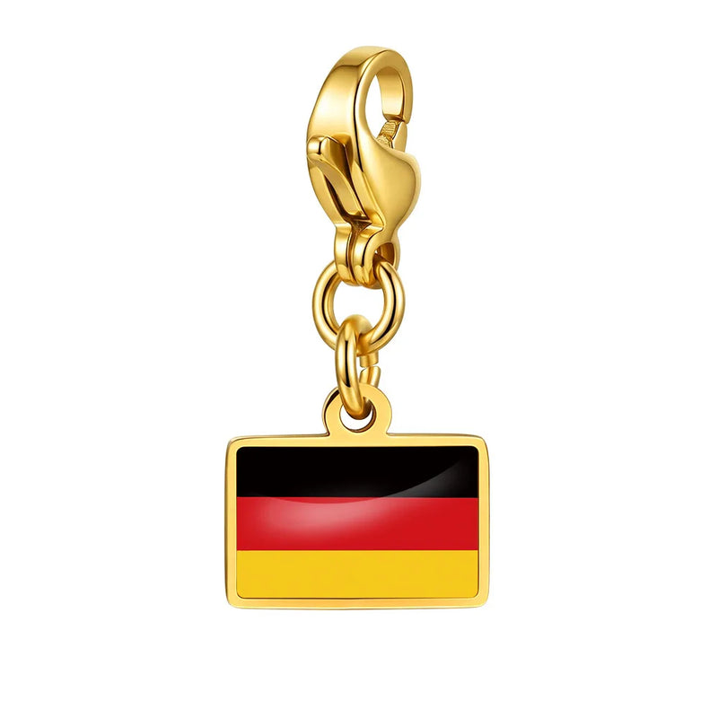 Country Flag Charms Stainless Steel Gold Plated