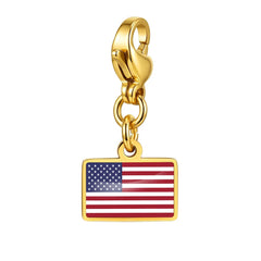 Country Flag Charms Stainless Steel Gold Plated