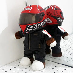 30CM Super Cool Motorcycle Bear Doll Locomotive Teddy Bear Mini Helmet Bear