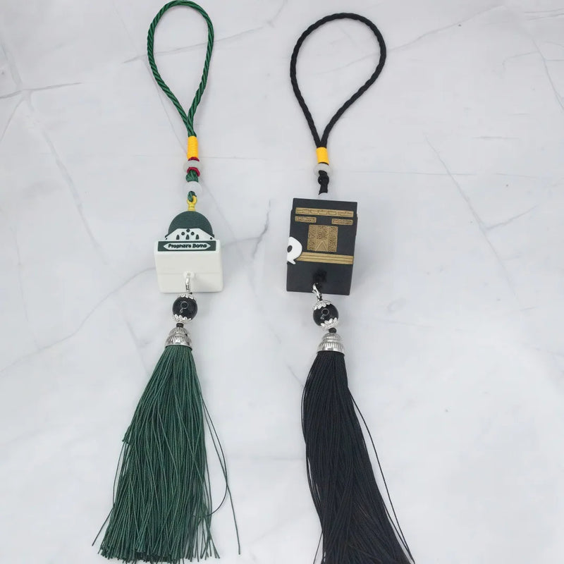 Eid Al-Fitr Resin Ornament Car-Mounted Muslim Kaaba Mosque-Shaped Rearview Mirror Pendant