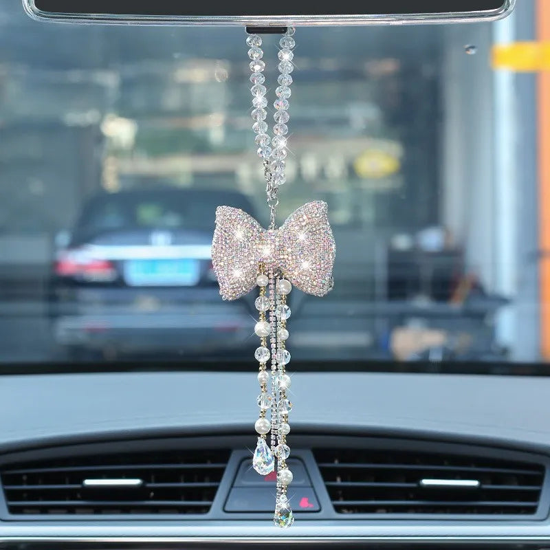 Tassel Crystal Diamond Bow Mirror Hanging