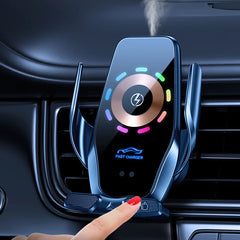 Snap on Type Magnetic Wireless Charging Mobile Car Air Vent Phone Holder 360 Rotation Aluminum Alloy Material Universal Dashboard Mount