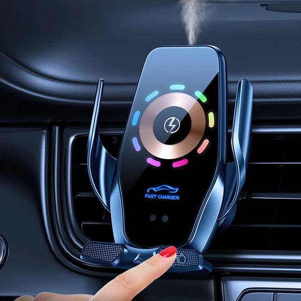 Snap on Type Magnetic Wireless Charging Mobile Car Air Vent Phone Holder 360 Rotation Aluminum Alloy Material Universal Dashboard Mount