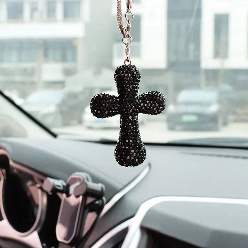 Rhinestone Cross Mirror Hanging
