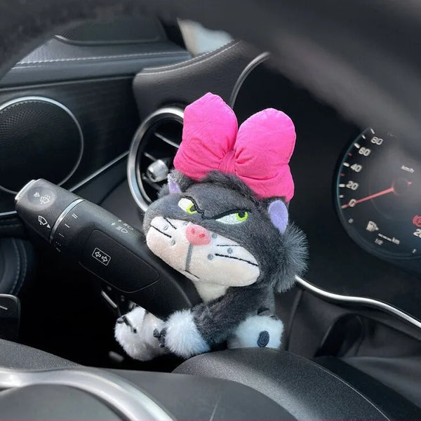 Wiper Turn Signal Lever Shift Knob Decorative Plush Cute Cat Dog Column Shift Decoration Accompany Car Interior Accessories