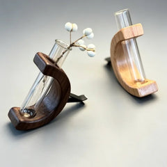 Black Walnut Wood Car Flower Vase Holder Ornaments Wooden Vent Clip 2 Pcs Set