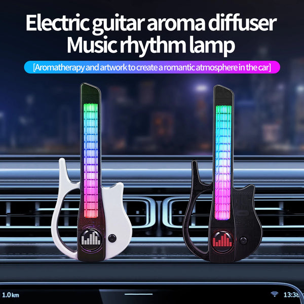 Auto Air Vent Guitar Shape RGB Sound Pickup Light Music Sync LED Ambient Car Interior Lamp