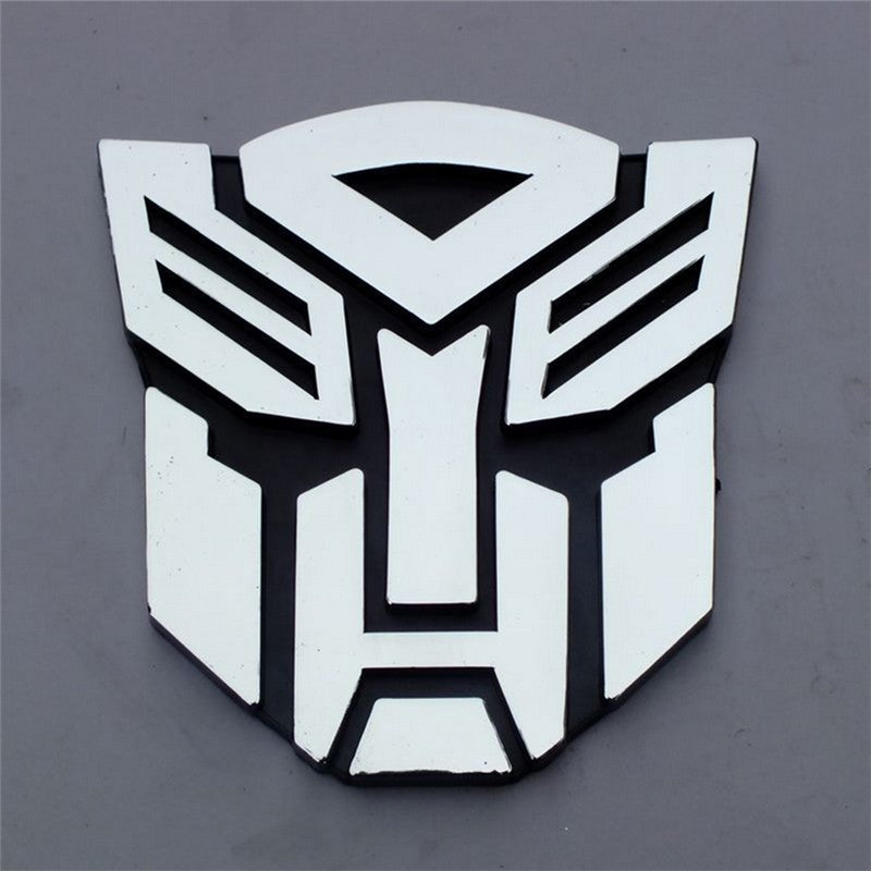 3D Transformer Autobot Metal Sticker Decal Silver (7x7 cm)