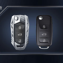 Skoda/Volkswagen Old Flip Key Armour Metal Alloy Keycase with Holder & Rope Chain