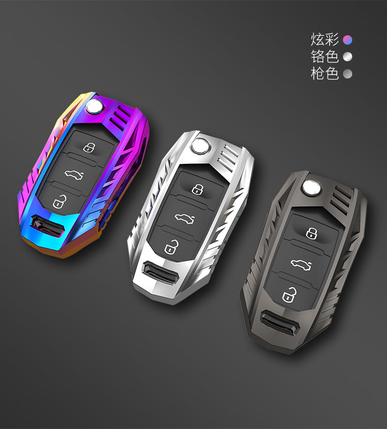 Skoda/Volkswagen Old Flip Key Armour Metal Alloy Keycase with Holder ...
