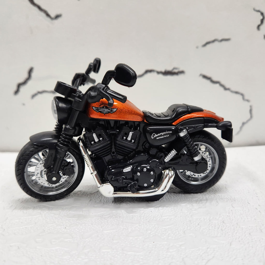 Harley Davidson Orange Diecast Metal Bike 1:14