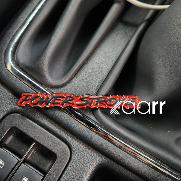 3D Power Stroke Metal Sticker Decal Red/Black (9.5x1 cm)