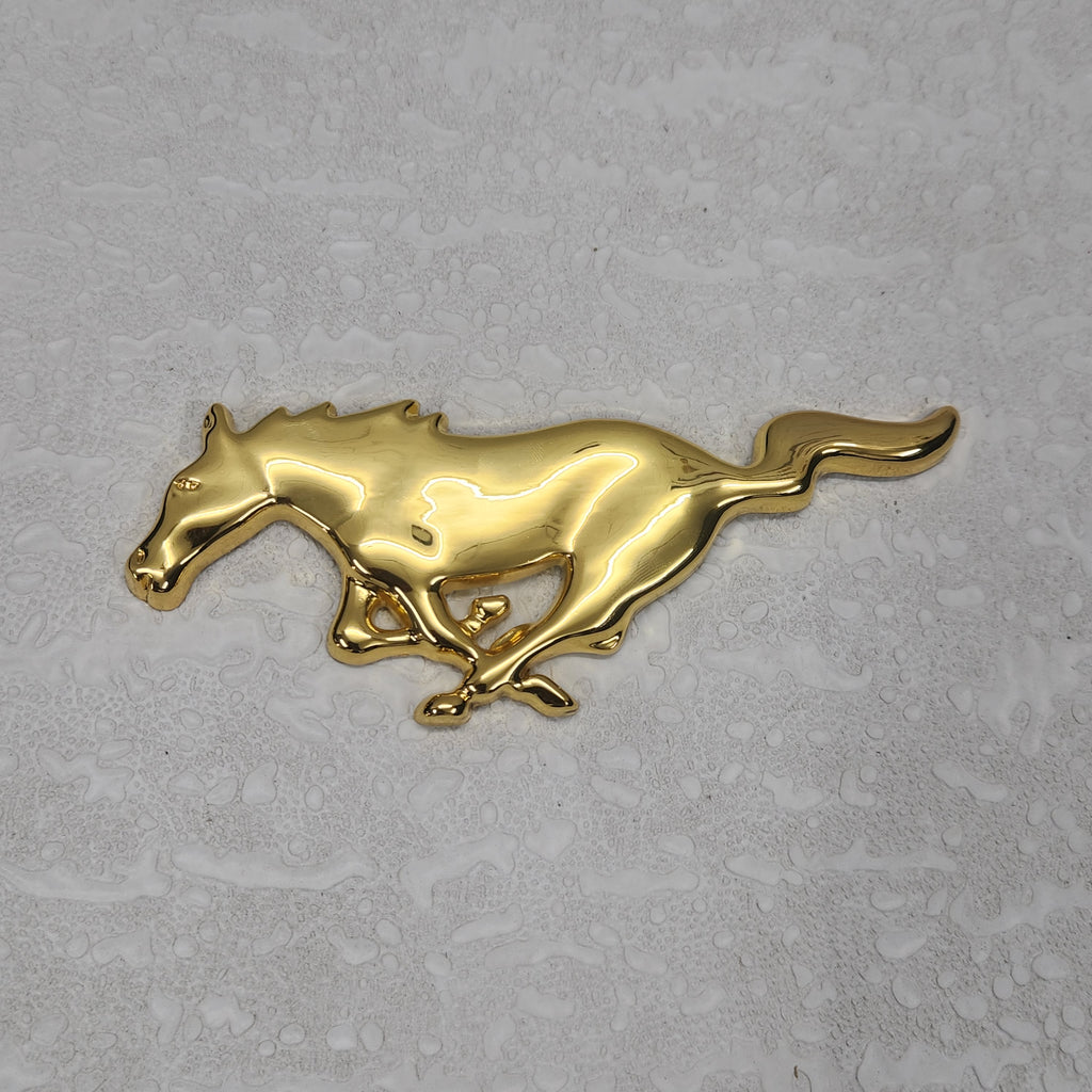 3D Mustang Horse Metal Sticker Decal Gold (16 x 6 cm)