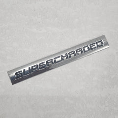 3D Supercharged v3.0 Logo Metal Sticker Decal Silver/Black (14.5 x 2 cm)