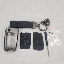 Load image into Gallery viewer, Volkswagen New Flip Key Metal Alloy Leather Keycase with Holder &amp; Rope Chain