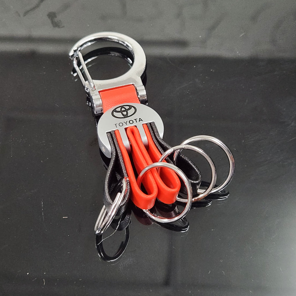 Metal Leather Premium Logo Car Keychain
