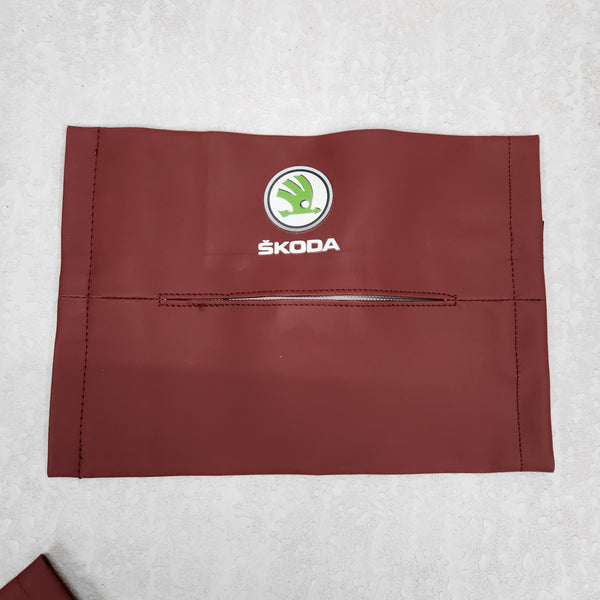 Car Tissue Bag Organiser with Logo (Maroon Color)