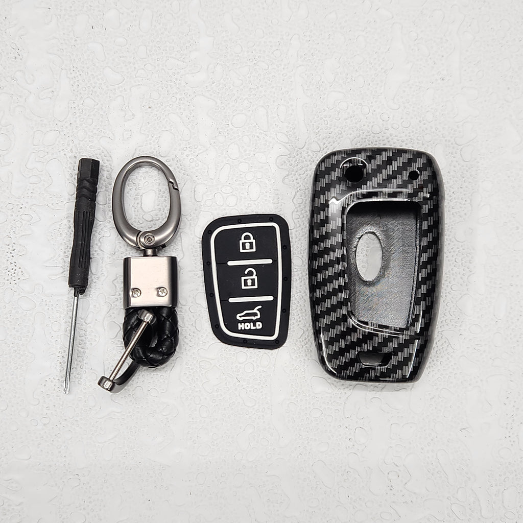 Hyundai Verna Old Flip Key Carbon Abs Keycase with Chain