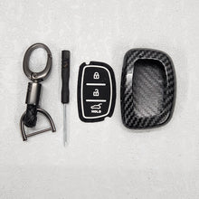 Load image into Gallery viewer, Hyundai Creta/i20/Venue (3 Push Button Key) Carbon Abs Keycase with Chain