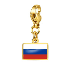 Country Flag Charms Stainless Steel Gold Plated
