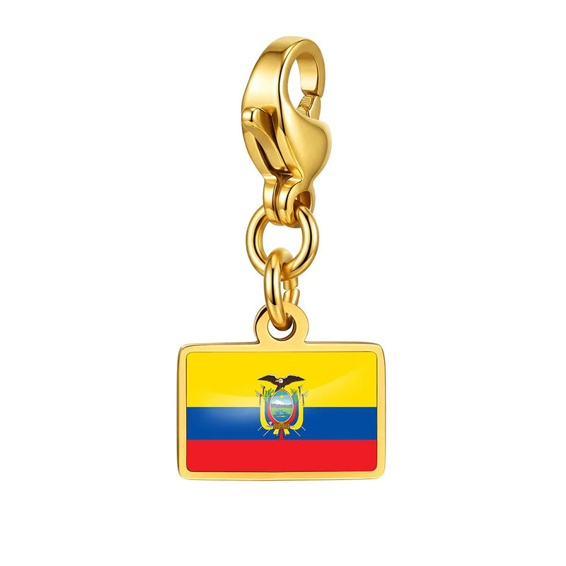 Country Flag Charms Stainless Steel Gold Plated