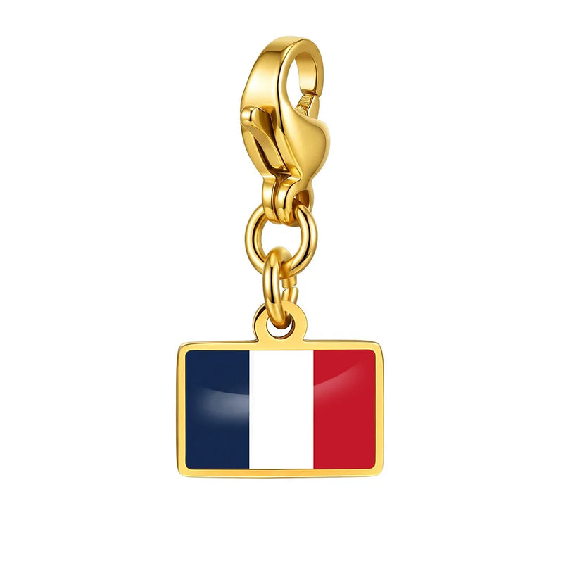 Country Flag Charms Stainless Steel Gold Plated