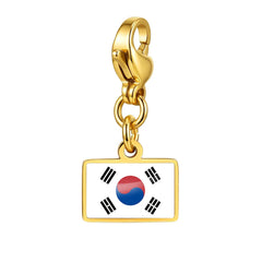 Country Flag Charms Stainless Steel Gold Plated