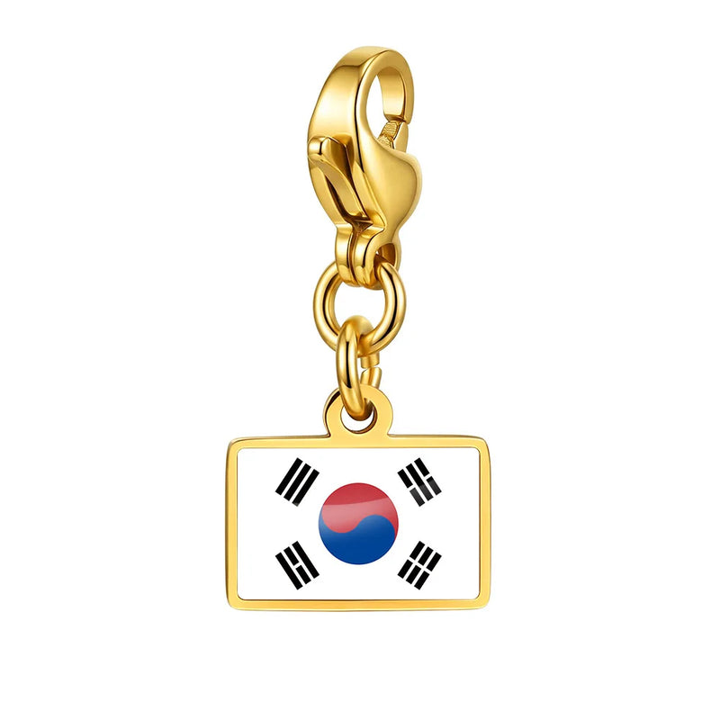 Country Flag Charms Stainless Steel Gold Plated