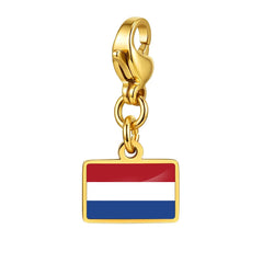 Country Flag Charms Stainless Steel Gold Plated