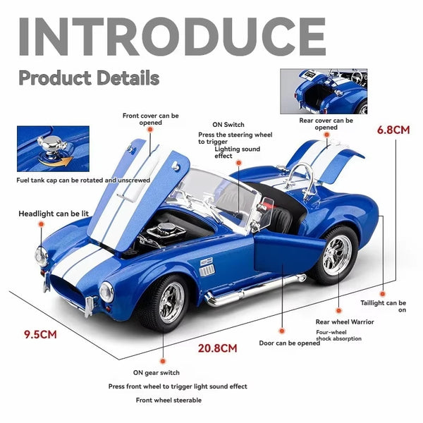Shelby Cobra Metal Diecast Car 1:24 (21x8 cm)