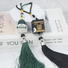 Eid Al-Fitr Resin Ornament Car-Mounted Muslim Kaaba Mosque-Shaped Rearview Mirror Pendant
