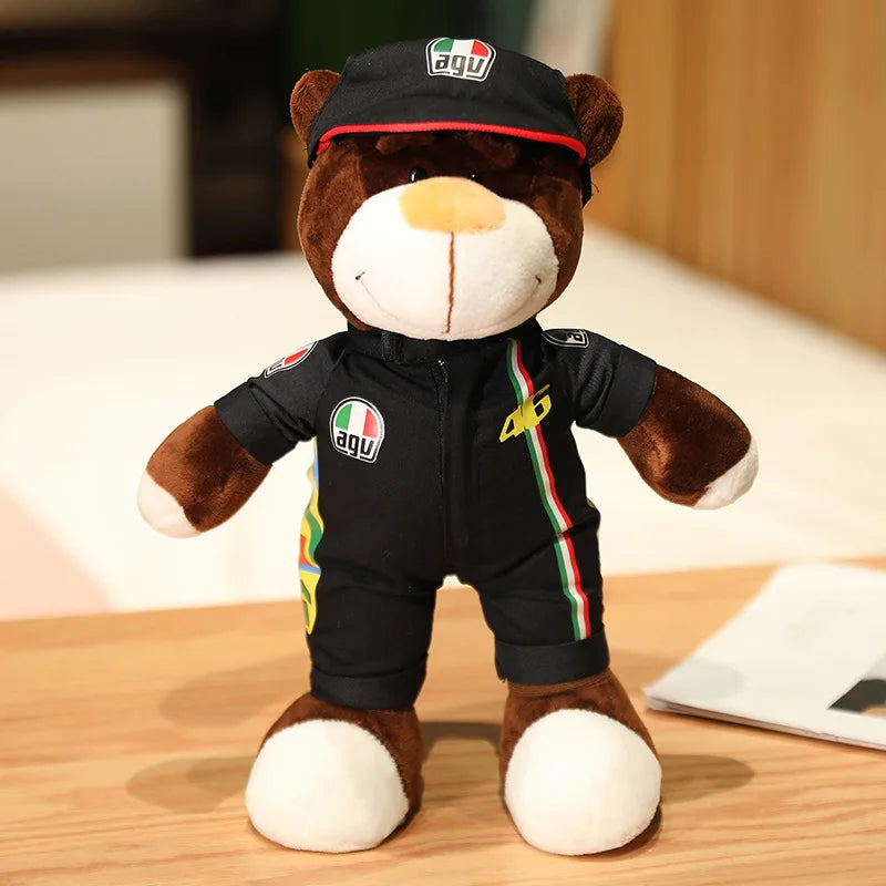 30CM Super Cool Motorcycle Bear Doll Locomotive Teddy Bear Mini Helmet Bear