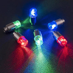 4 Pcs Set Glowing Tyre Valve Cover Red/Blue/Green Changing Color Light Glowing at Night Battery Included