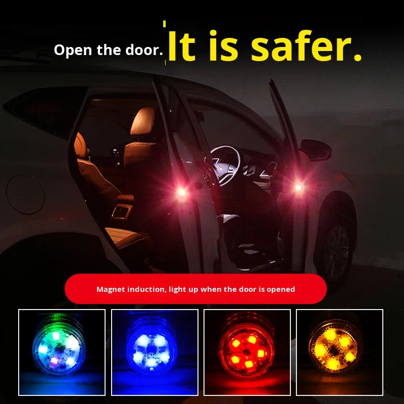 Car Door Warning Anti-collision Safety Flashing Wireless Light 4 Pcs Set