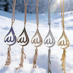 Handmade Islamic Car Hanging, Metal Teardrop Rhinestone Rearview Mirror Ornament
