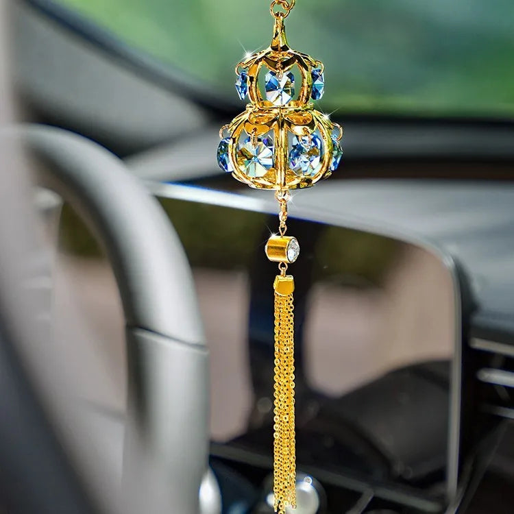 Handcrafted Diamond-Encrusted Metal Car Hoist Pendant Hanging