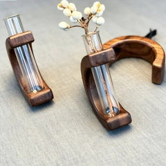 Black Walnut Wood Car Flower Vase Holder Ornaments Wooden Vent Clip 2 Pcs Set