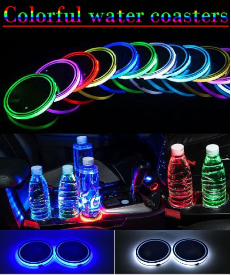LED Car Cup Holder Lamp Light 2 pcs