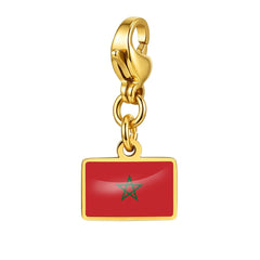 Country Flag Charms Stainless Steel Gold Plated