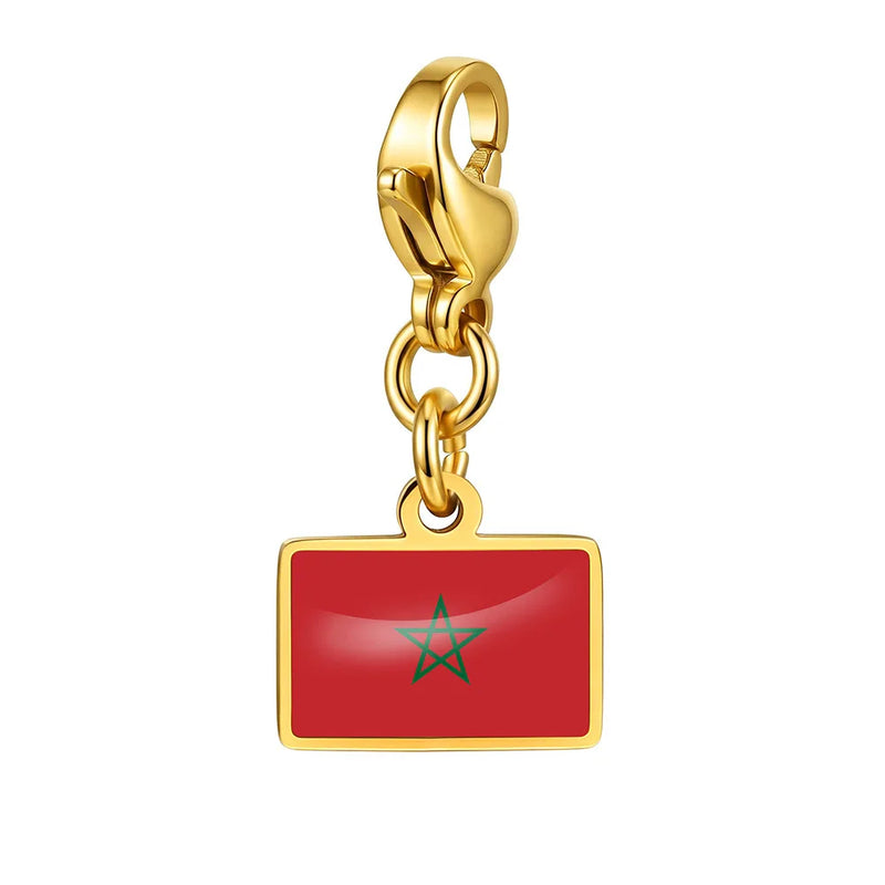 Country Flag Charms Stainless Steel Gold Plated