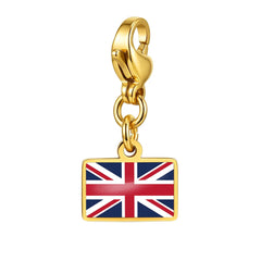 Country Flag Charms Stainless Steel Gold Plated